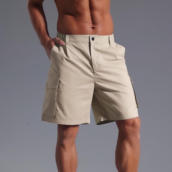 SGFCWSX Cargo Shorts for Men Business Work Short Pants Mens 5 Inch Casual Golf Shorts with Pockets Khaki Size M