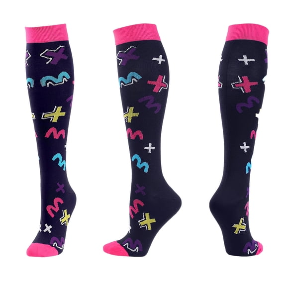 SGFCWSX Compression Socks for Men & Women,Knee High Nurse Pregnant Running Travel Athletic Socks Dark Blue XL
