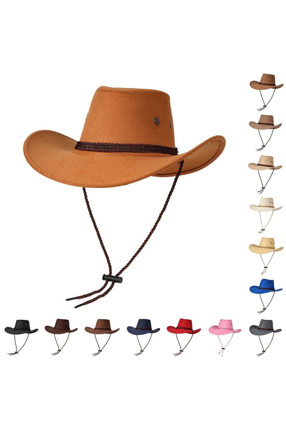 Cowboy Hats for Men,Sun-Blocking UV Protection Breathable Adjustable Wide Brim Cap Gold