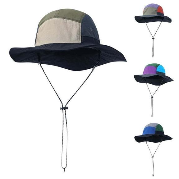 SGFCWSX Fisherman Hat for Men,Casual Wide Brim Drawstring Bucket Hat Blue Free Size