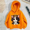 thumbnail image 1 of SGFCWSX Fleece Hoodies for Girls Fashion Print Sweatshirt Kids Thermal Sweatshirts Orange Size 5 Years, 1 of 3