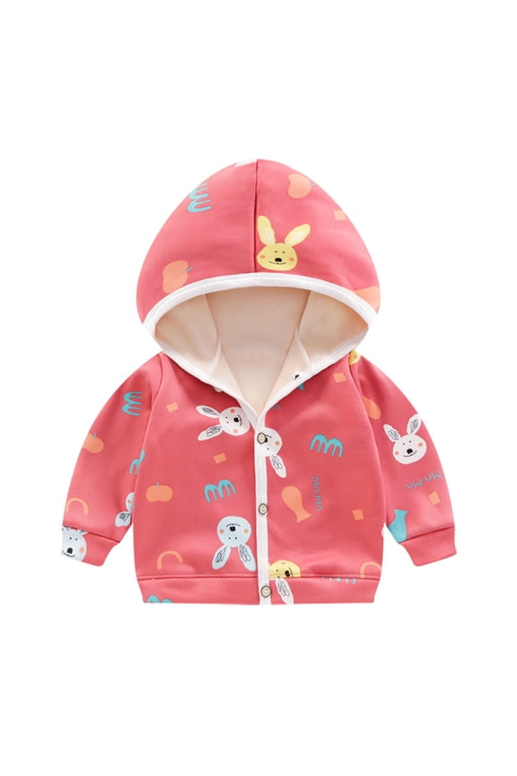 Fleece Hoodies for Girls Fashion Print Sweatshirt Kids Thermal Sweatshirts Pink Size 6 Months