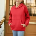 thumbnail image 1 of SGFCWSX Fleece Hoodies for Girls Solid Color with Pockets Sweatshirt Kids Thermal Sweatshirts Red Size 3-4 Years, 1 of 7