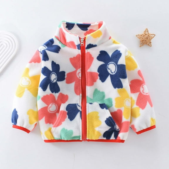 SGFCWSX Fleece Jacket for Girls Full Zip Kids Coat Lightweight Casual Jackets Multicolor Size 6 Years