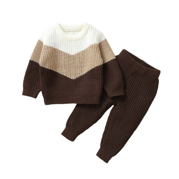 SGFCWSX Girls 2 Piece Set Toddler Winter Outfits Knit Sweater and Pants Sets Coffee Size 2 Years