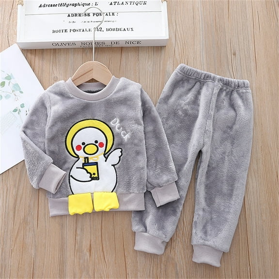 SGFCWSX Girls 2 Piece Sets Fleece Fall Outfits Warm Skinny Sweatpants and Sweatshirts Set Gray Size 6 Months