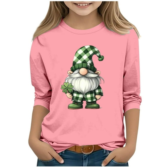 SGFCWSX Girls 3/4 Sleeve T-Shirt, Teens Streetwear Casual Graphic Top Pink Size 12-13 Years