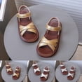 thumbnail image 1 of SGFCWSX Girls Ankle Strap Sandals Kids Crisscross Hook and Loop Summer Shoes Gold Size 18 Months, 1 of 4