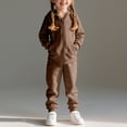 thumbnail image 1 of SGFCWSX Girls Athletic Outfits Fleece Hoodie Sweatsuit Sets 2 Piece Skinny Sweatpants and Sweatshirts Set Brown Size 1-2T, 1 of 9