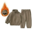 thumbnail image 1 of SGFCWSX Girls Athletic Outfits Fleece Sweatsuit Sets 2 Piece Wide Leg Sweatpants and Sweatshirts Set Brown Size 4 Years, 1 of 9