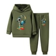 thumbnail image 1 of SGFCWSX Girls Athletic Outfits Hoodie Sweatsuit Sets 2 Piece Skinny Sweatpants and Sweatshirts Set Green Size 2-3T, 1 of 7