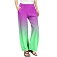 thumbnail image 1 of SGFCWSX Girls Baggy Pants Casual High Elastic Waist Trousers for Kids Gradient Trendy Pant Purple Size 7 Years, 1 of 8