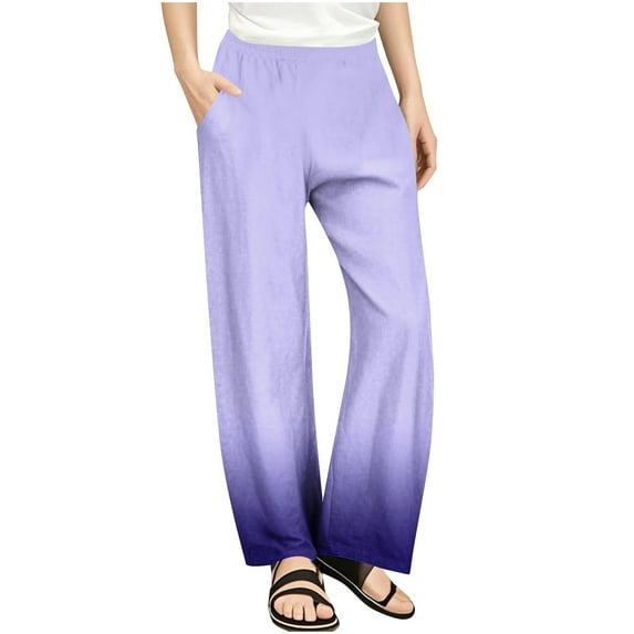 SGFCWSX Girls Baggy Pants with Pockets Casual High Elastic Waist Trousers for Kids Trendy Gradient Pant Purple Size 4 Years