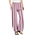 thumbnail image 1 of SGFCWSX Girls Baggy Pants with Pockets Casual High Elastic Waist Trousers for Kids Trendy Striped Pant Pink Size 7 Years, 1 of 8