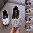 thumbnail image 1 of SGFCWSX Girls Ballet Flats Kids Sparkly Rhinestone Floral Pearl Wedding Party Flower Girl Shoes Silver Size 11 Little Kids, 1 of 10