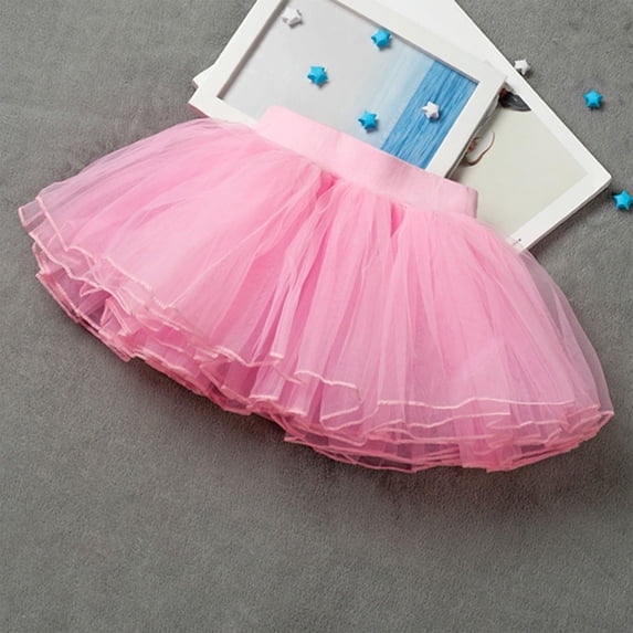 SGFCWSX Girls Ballet Skirt Kids Elastic Waist Tulle Layered Fluffy A Line Dance Tutu Skirts Pink Size 3 Years