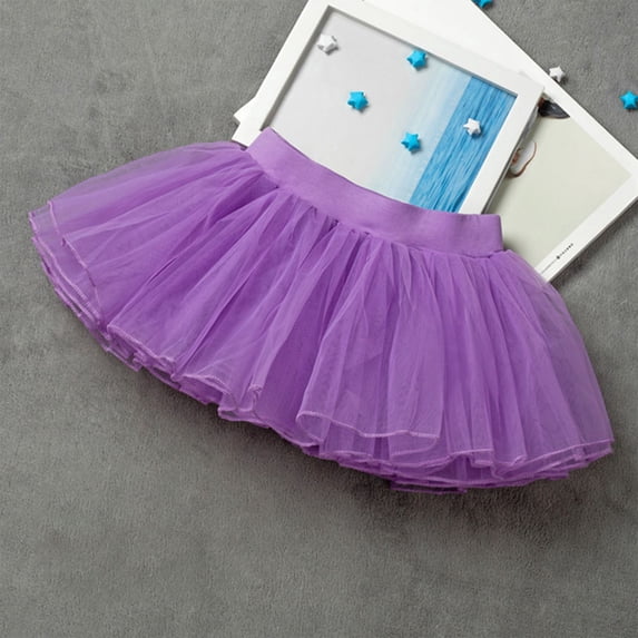 SGFCWSX Girls Ballet Skirt Kids Elastic Waist Tulle Layered Fluffy A Line Dance Tutu Skirts Purple Size 0 Months