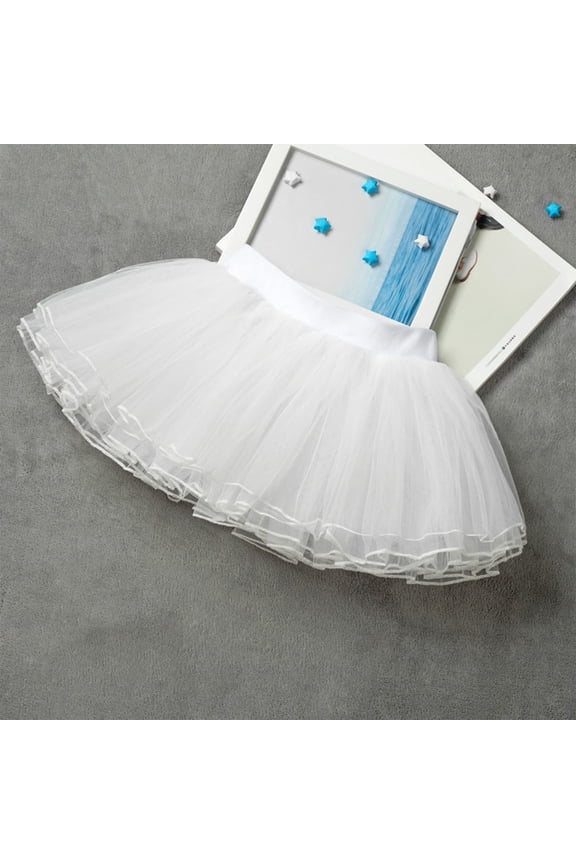 Girls Ballet Skirt Kids Elastic Waist Tulle Layered Fluffy A Line Dance Tutu Skirts White Size 5 Years