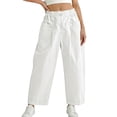 thumbnail image 1 of SGFCWSX Girls Barrel Pants High Waist Elastic Waist Button Loose Fit with Pockets Casual Daily Wear Beige Size 5-6Years, 1 of 7