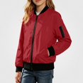 thumbnail image 1 of SGFCWSX Girls Bomber Jacket Zip Up Lightweight Water Resistant Pockets Casual Windbreaker Coat Red Size 7, 1 of 9