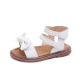 thumbnail image 1 of SGFCWSX Girls Bow Sandals Kids Ankle Strap Hook and Loop Summer Casual Shoes White Size 5.5 Years, 1 of 3