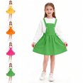 thumbnail image 1 of SGFCWSX Girls Button Suspender Skirt, Flared Hem Casual Sleeveless Dress Green Size 7-8 Years, 1 of 7