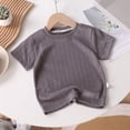 thumbnail image 1 of SGFCWSX Girls Cable Knit Short Sleeve T-Shirt, Soft Comfortable Top for Kids Crew Neck Classic Casual Daily Tees Gray Size 3-4 Years, 1 of 4