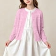 thumbnail image 1 of SGFCWSX Girls Cardigan Button Front Crew Neck Pointelle Knit Ruffle Trim Soft Knit Casual Sweaters for Kids Pink Size 3T, 1 of 9