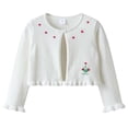 thumbnail image 1 of SGFCWSX Girls Cardigan Cropped Shrug Flower One Button Ruffle Trim Sweater for Kids White Size 7, 1 of 8
