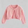 thumbnail image 1 of SGFCWSX Girls Cardigan Cropped Shrug One Button Hollow Out Knit Dressy Sweater for Kids Pink Size 2T, 1 of 7