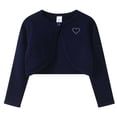 thumbnail image 1 of SGFCWSX Girls Cardigan Cropped Shrug Rhinestone Heart Print One Button Dressy Party Sweater for Kids Navy Size 10, 1 of 6