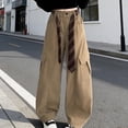 thumbnail image 1 of SGFCWSX Girls Cargo Pants Teens Wide Leg Baggy Casual Streetwear Trousers with Tie and Pockets Khaki Size 12-13 Years, 1 of 7