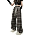 thumbnail image 1 of SGFCWSX Girls Wide Leg Pants Cargo High Elastic Waist Trousers with Pockets for Teen Trendy Plaid Pant Coffee Size 12-13 Years, 1 of 9