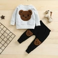 thumbnail image 1 of SGFCWSX Girls Casual Outfits Toddler 2 Piece Set Patched Bear Sweatshirt and Jogger Pants Sets Gray Size 3 Years, 1 of 9