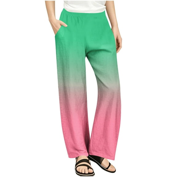 SGFCWSX Girls Baggy Pants Casual High Elastic Waist Trousers for Kids Gradient Trendy Pant Green Size 4 Years