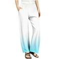 thumbnail image 1 of SGFCWSX Girls Casual Pants Straight Leg High Elastic Waist Trousers with Pockets for Kids Soft Gradient Pant Light Blue Size 4 Years, 1 of 8