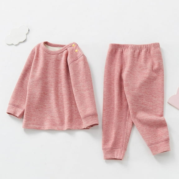 SGFCWSX Girls Clothing Set Fall Toddler 2 Piece Outfit Solid Color Knit Top and Bottoms Sets Pink Size 1-2 Years