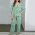 thumbnail image 1 of SGFCWSX Girls Clothing Sets Graphic Print Half Sleeve Wide Leg Pants 2 Piece Casual Outfit for Kids Green Size 11-12 Years, 1 of 6