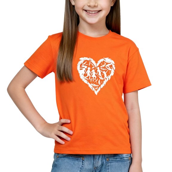 SGFCWSX Girls Crew Neck Short Sleeve T-Shirt, Kids Soft Breathable Print Tees Casual Everyday Outfit Orange Size 7-8Years
