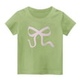 thumbnail image 1 of SGFCWSX Girls Crew Neck Short Sleeve T-Shirt, Kids Soft Cotton Bow Graphic Tees Casual Everyday Outfit Green Size 3-4 Years, 1 of 3
