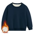 thumbnail image 1 of SGFCWSX Girls Crew Neck Sweatshirt Oversized Fleece Lined Pullover Top Kids Solid Color Sweatshirts Navy Size 11-12Years, 1 of 6