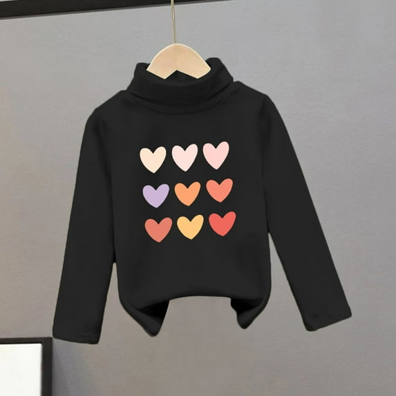 SGFCWSX Girls Crew Neck Sweatshirt Oversized Print Pullover Top Kids Fleece Lined Fall Sweatshirts Black Size 8 Years