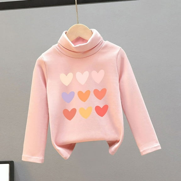 SGFCWSX Girls Crew Neck Sweatshirt Oversized Print Pullover Top Toddler Fall Fleece Lined Sweatshirts Pink Size 4 Years