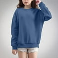 thumbnail image 1 of SGFCWSX Girls Crew Neck Sweatshirt Oversized Solid Color Pullover Top Kids Long Sleeve Sweatshirts Blue Size 11 Years, 1 of 4
