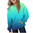 thumbnail image 1 of SGFCWSX Girls Crew Neck Sweatshirt Oversized with Pockets Pullover Top Kids Soft Gradient Sweatshirts Blue Size 4-5 Years, 1 of 6