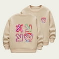 thumbnail image 1 of SGFCWSX Girls Crew Neck Sweatshirt Print Oversized Pullover Top Kids Fleece Lined Sweatshirts Khaki Size 5-6 Years, 1 of 5