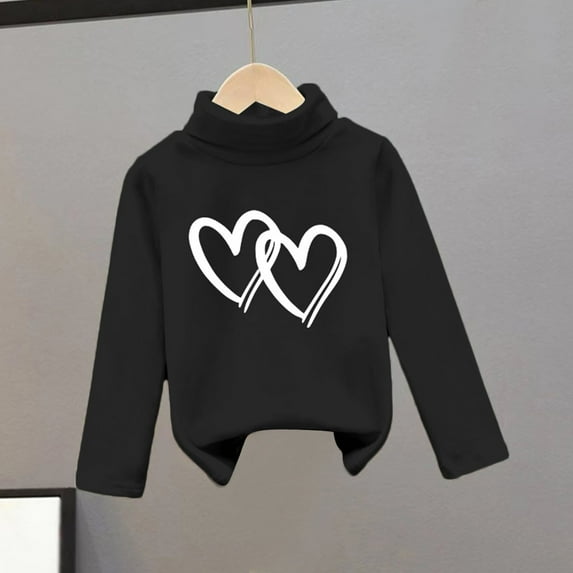 SGFCWSX Girls Crew Neck Sweatshirt Print Oversized Pullover Top Toddler Fleece Lined Winter Sweatshirts Black Size 4 Years
