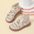 thumbnail image 1 of SGFCWSX Girls Crisscross Sandals Kids Wedge Ankle Strap Zipper Summer Fashion Shoes White Size 2 Big Kids, 1 of 8
