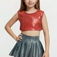 thumbnail image 1 of SGFCWSX Girls Crop Tops Glitter Sleeveless Casual Party Performance Top Red Size 11 Years, 1 of 4