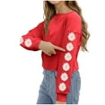 thumbnail image 1 of SGFCWSX Girls Cropped Sweatshirt Fleece Long Sleeve Pullover Top Kids Crew Neck Floral Print Sweatshirts Red Size 6 Years, 1 of 5
